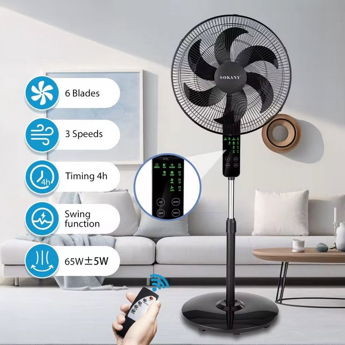 Ventilator, SOKANY, 220 V, Plastic/Metal, Negru