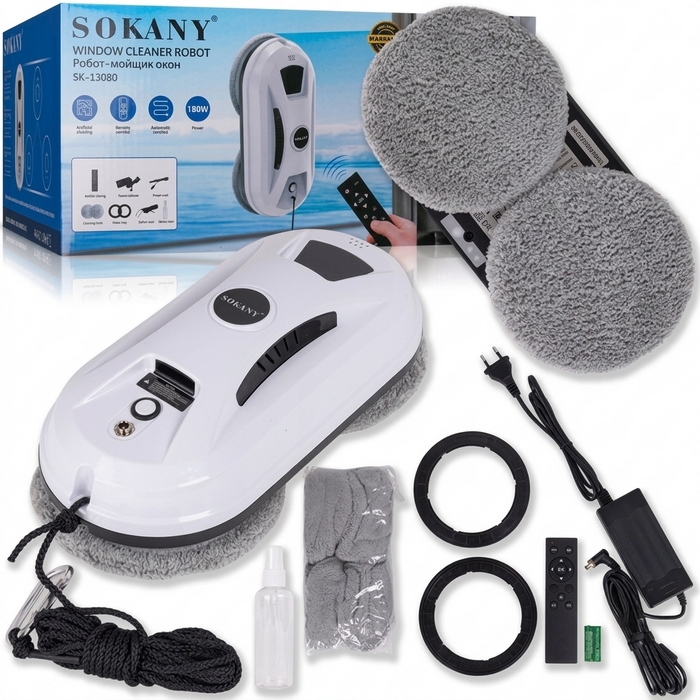 Aparat de curatat geamuri, SOKANY, Plastic, 220-240V, Alb