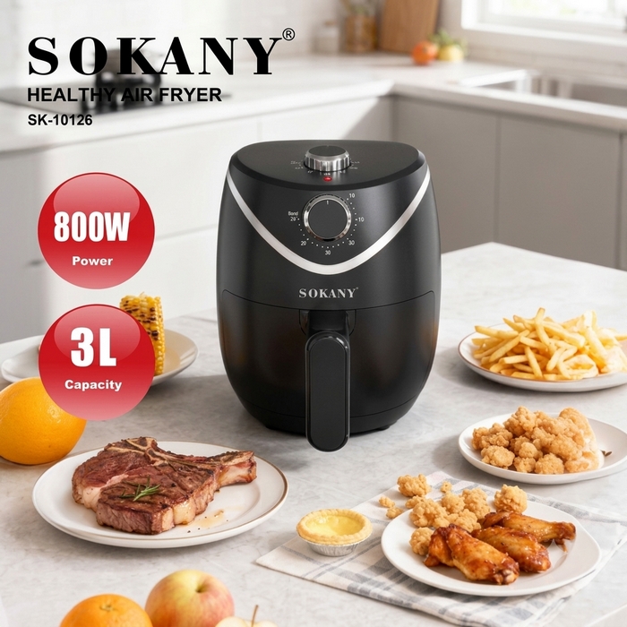 Aero grill, SOKANY, Otel inoxidabil/Plastic, 800 W, 220-240V, 3 L