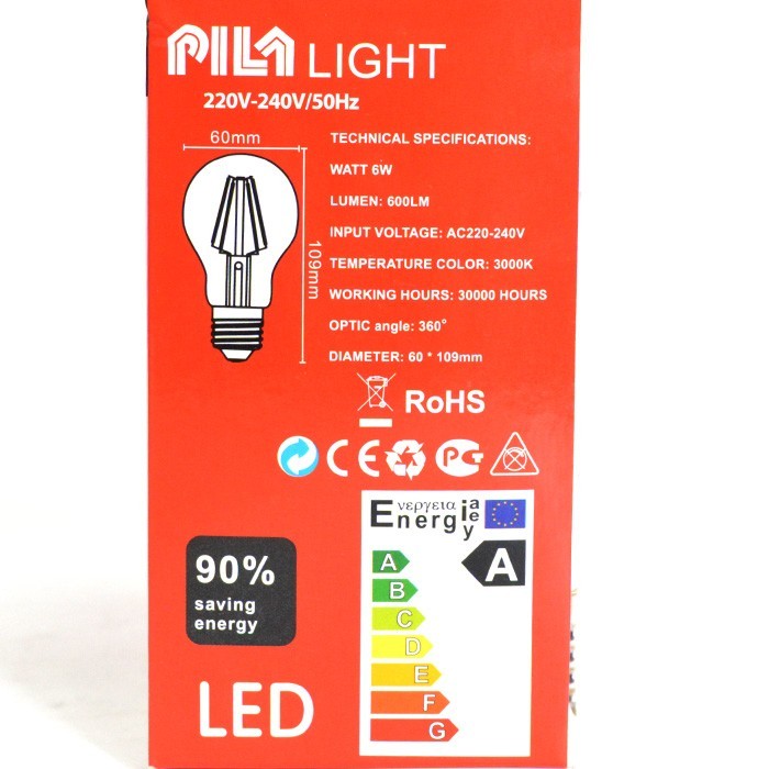 Light bulb, PILA, Led, 6W, Neutral, E 27, 600Lm, 220/240 V, 30000 h, A
