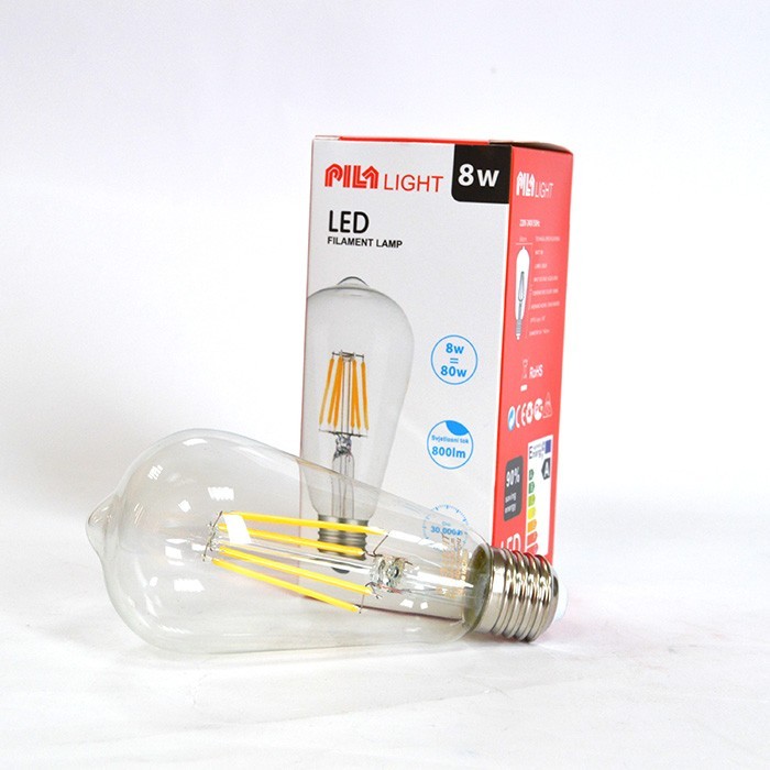 Light bulb, PILA, Led, 8 W, T64, E 27, Neutral 3000K, 30000 h, 360°, 220/240 V, 800 Lm, A