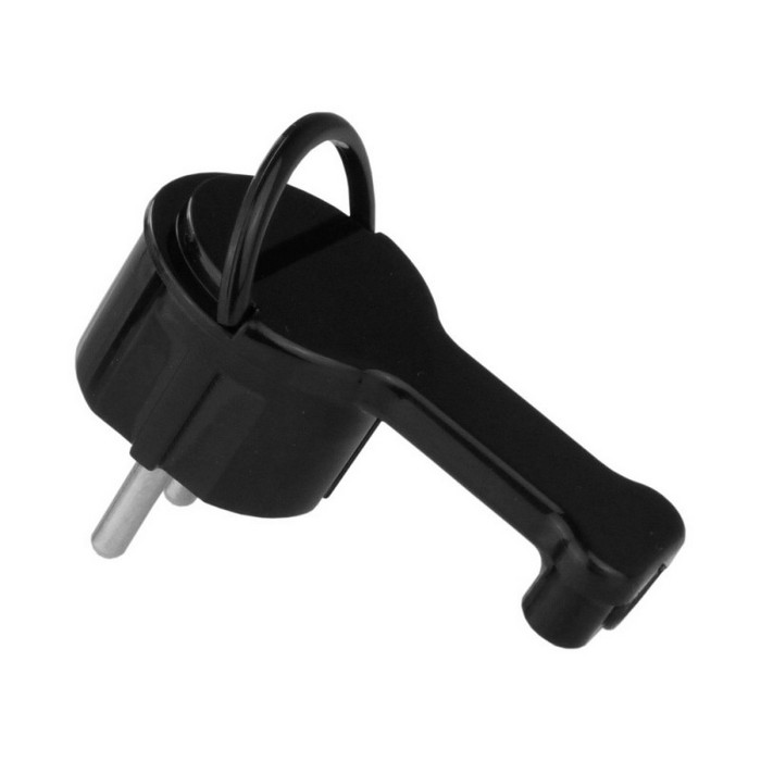 Ultra flat electrical plug, TIMEX- ELEKTRO, Uni-Schuko, 16 A, 250 V, Black, Steel / copper