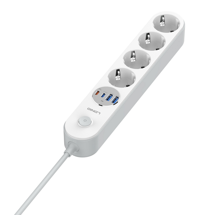 Outlet extender, LDNIO, 2500 W, USB-A + USB-C, 20w, Plastic, White