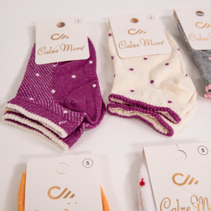 Ladies' socks, CALZE MORE, Low cut, 36-40, Cotton with additives, Various Colors