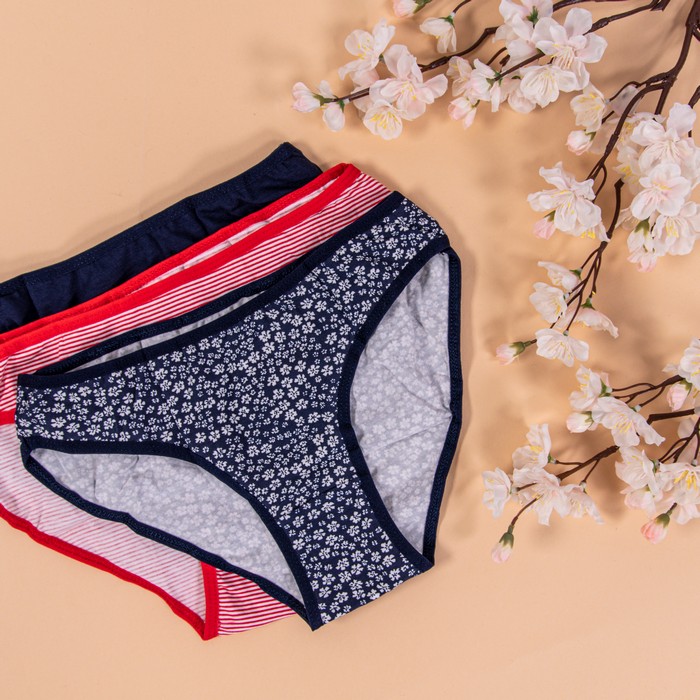 Women's panties set, MISS CLARA, Brief, S-XL, Cotton with additives, Various Colors, 3 Pieces