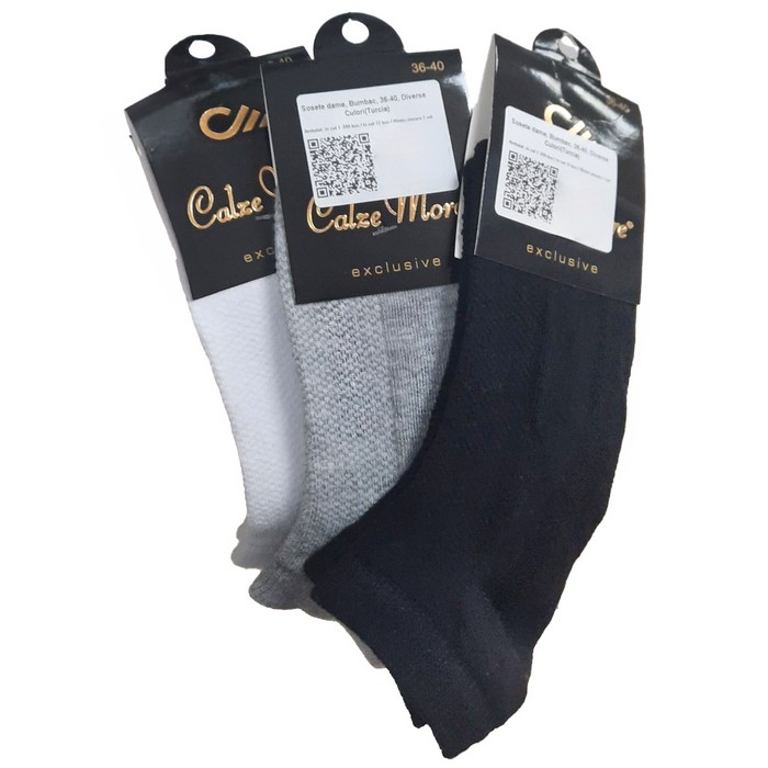 Women's socks, CALZE MORE, Low cut, 36-40, Cotton, Various Colors