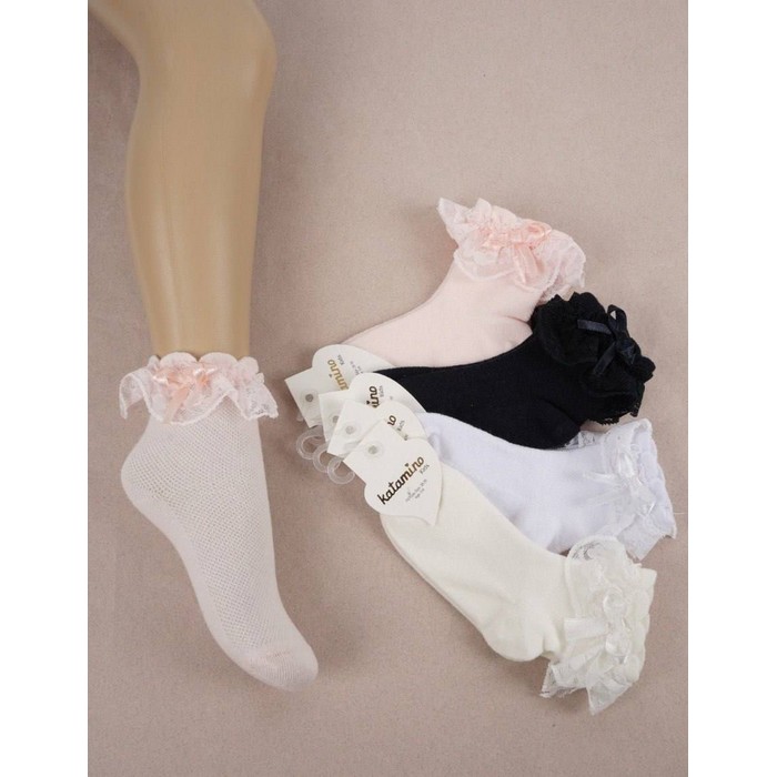 Sosete copii, KATAMINO, Medii, 1-2 ani, Bumbac elastic, 80% Bumbac / 18% Poliamid / 2% Elastan, Diverse Culori, Pentru fete