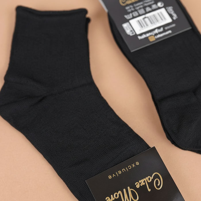 Men's socks, CALZE MORE, Quarter, 40-44, Stretch cotton, 85% Cotton / 15% Lycra, Black