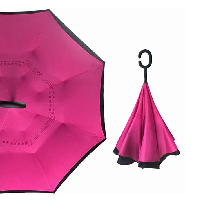 Umbrella, REAL STAR, 60cm, 8 spokes, With mechanism, Waterproof, Metal, Black/Pink