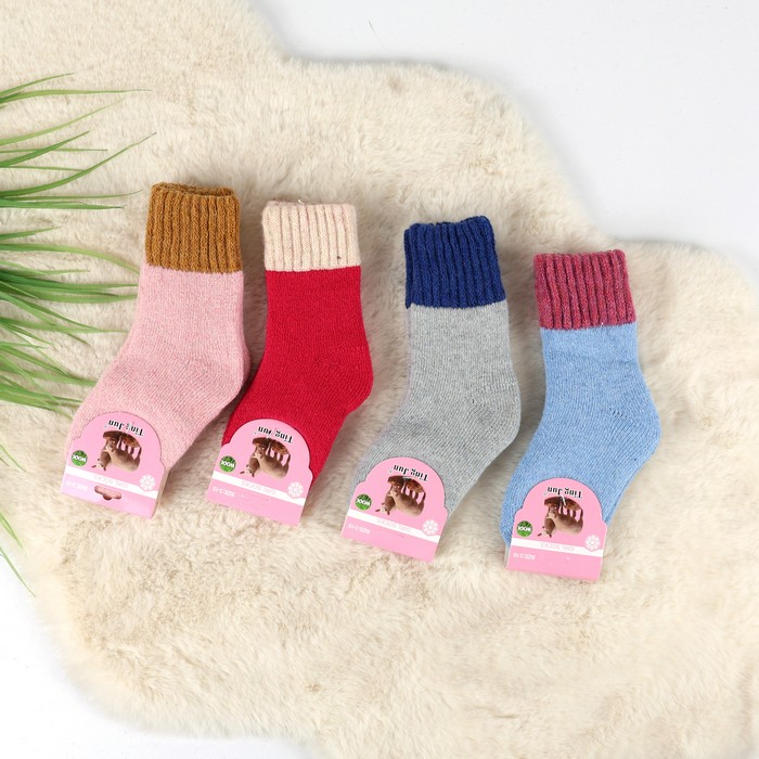 Sosete copii, NATUR, Lungi, 3-10 ani, Poliester, Lana, 57% Poliester / 40% Lana / 3% Elastan, Diverse Culori