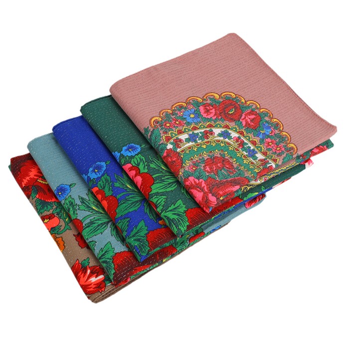 Esarfa, GULSOY, 80x80 cm, Lina, Cu lurex, Multicolor