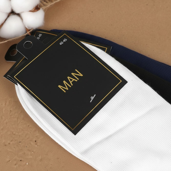Men's socks, MAN, Low cut, 40-45, Stretch cotton, 88% Cotton / 10% Spandex / 2% Elastane, White