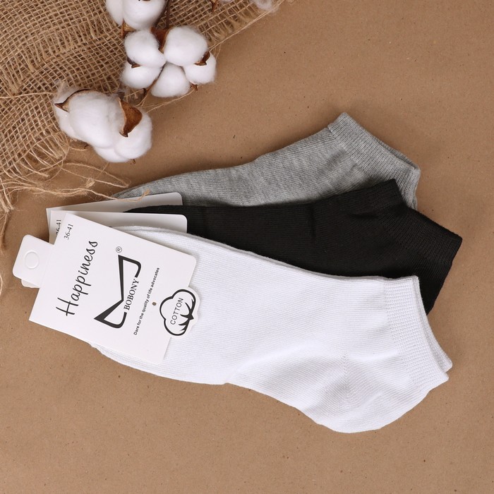 Women's socks, HAPPINESS, Low cut, 36-41, Cotton with additives, Various Colors