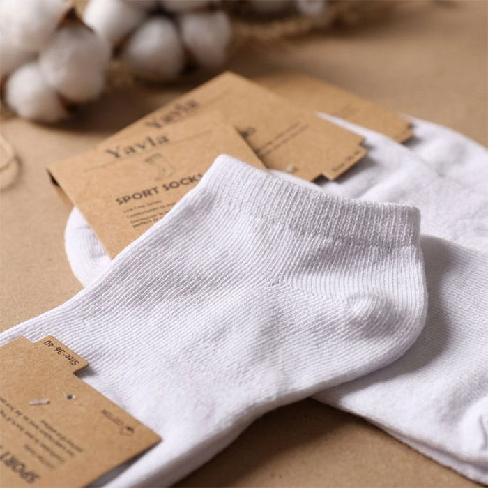 Sosete dame, YAYLA, Scurte, 36-41, Bumbac in amestec, 85% Bumbac / 10% Poliamid / 5% Elastan, Alb