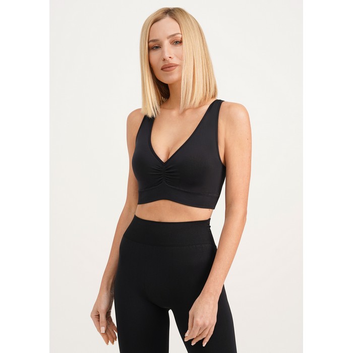 Укороченный топ, GIULIA, S/M, 95%Полиамид/5%Elastan, Черный