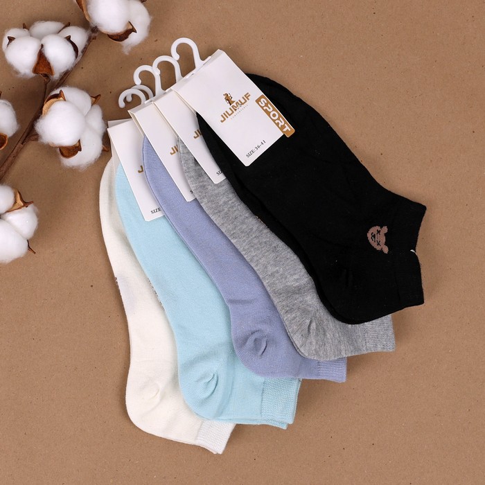 Sosete dame, JIUMUF, Scurte, 36-41, Bumbac in amestec, 80% Bumbac / 15% Poliester / 5% Spandex, Negru
