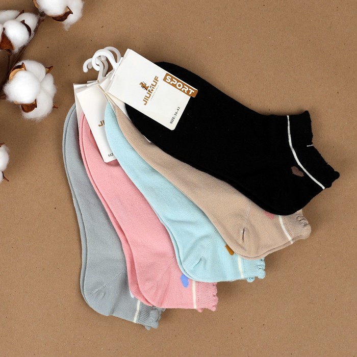 Sosete dame, JIUMUF, Scurte, 36-41, Bumbac in amestec, 80% Bumbac / 15% Poliester / 5% Spandex, Negru