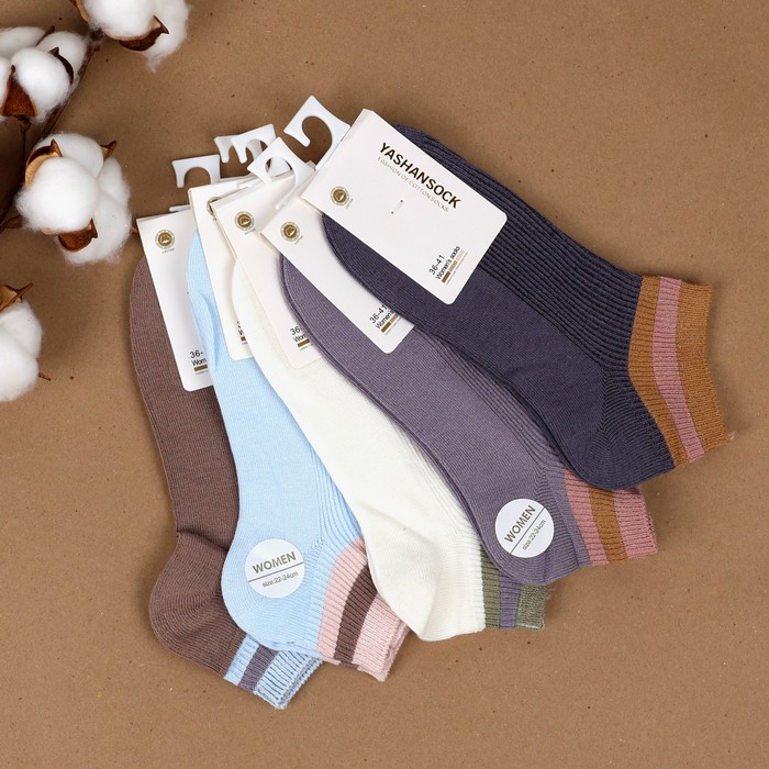 Women's socks, YASHANSOCKS, Low cut, 36-41, Cotton with additives, 80% Cotton / 15% Polyester / 5% Spandex, Various Colors