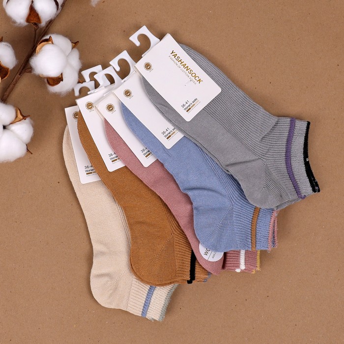 Women's socks, YASHANSOCKS, Low cut, 36-41, Cotton with additives, 80% Cotton / 15% Polyester / 5% Spandex, Various Colors