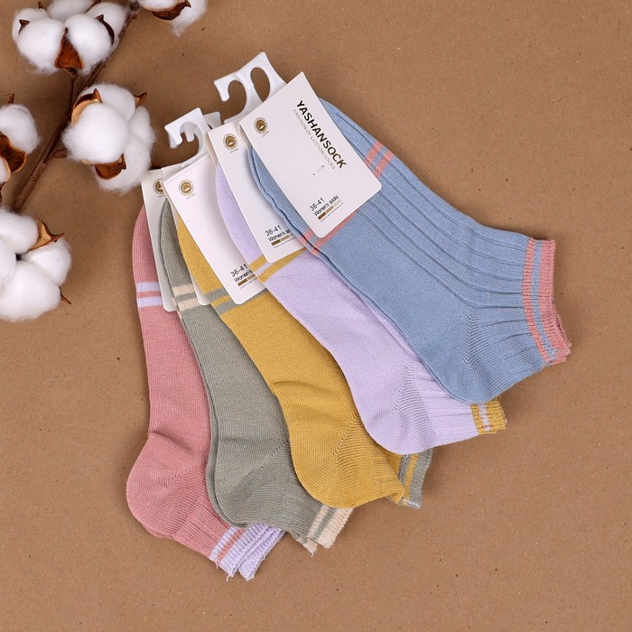 Женские носки, YASHANSOCKS, Короткие, 36-41, Хлопок с добавками, 80% Хлопок / 15% Полиэстер / 5% Спандекс, Различные Цвета