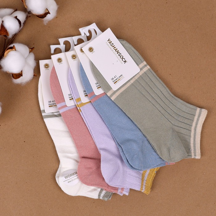 Women's socks, YASHANSOCKS, Low cut, 36-41, Cotton with additives, 80% Cotton / 15% Polyester / 5% Spandex, Various Colors