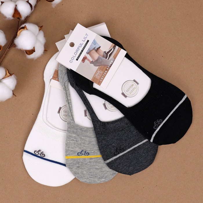 Sosete barbati, COLORFUL LILY, Talpici, 41-45, Bumbac in amestec, 80% Bumbac / 15% Poliester / 5% Spandex, Alb