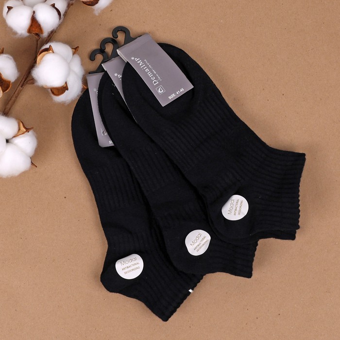 Sosete barbati, DemailMP, Scurte, 41-45, Bumbac in amestec, 80% Bumbac / 15% Poliester / 5% Spandex, Negru