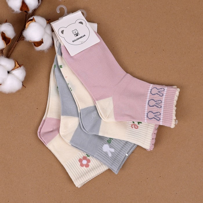 Children's socks, GOLDENBEAR, Quarter, 5-8 years, Cotton with additives, 70%Cotton / 30%Polyester, Various Colors