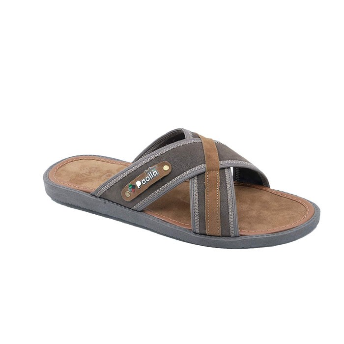 Slapi barbati, PAOLLA, 40-45, Cafeniu, Textil/Nabuc, Talpa Cauciucata, Slapi, Pentru Barbati