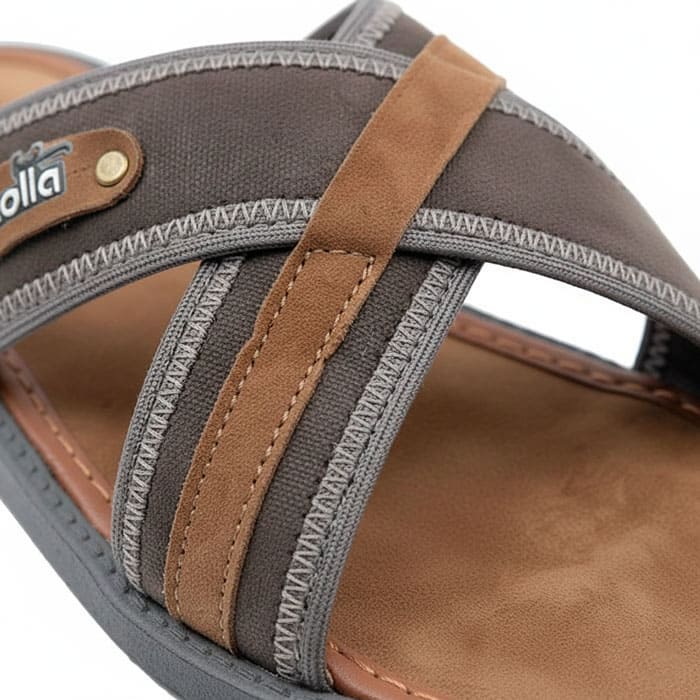 Slapi barbati, PAOLLA, 40-45, Cafeniu, Textil/Nabuc, Talpa Cauciucata, Slapi, Pentru Barbati
