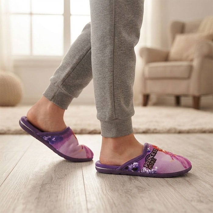 Ciupici de camera copii, GEZER, 30-35, Violet, Textil, Talpa PVC, Papuci de casa, Pentru Copii