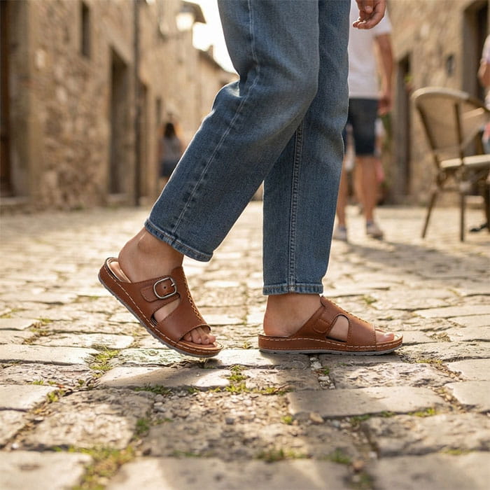 Kids slippers, RIMA&JOUDI, 25-30, Cappucinno, ECO leather, Polyurethane, Flip-flops, For Kids