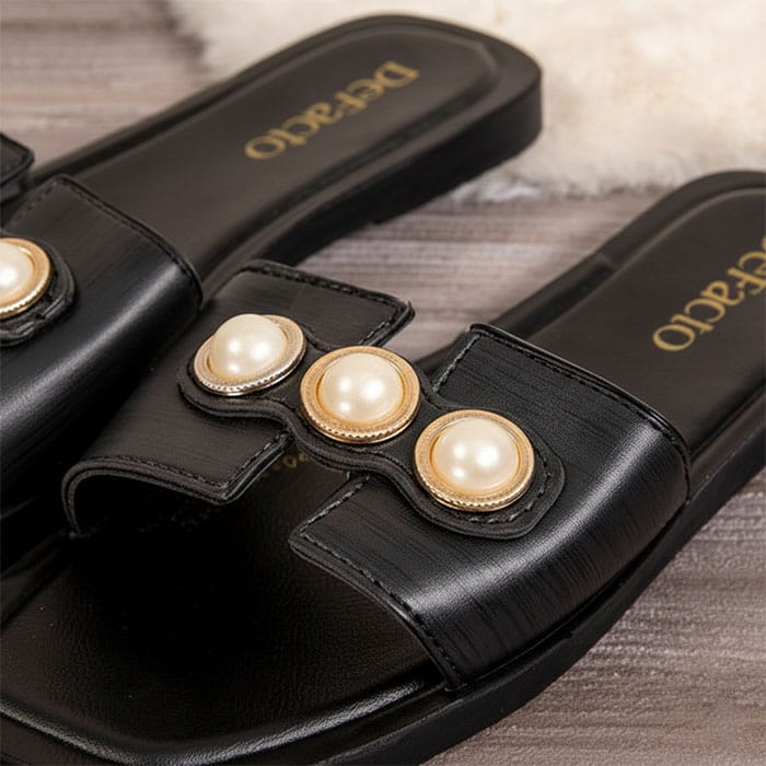 Женские тапочки, GOLD STAR, Для Женщин, 36-40, Черный, Эко Кожа, Шлепанцы, Для Женщин