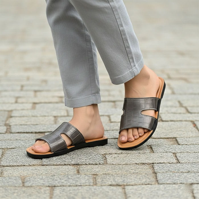 Women's slippers, GOLD STAR, 36-40, Bronze, Eco Leather, Flip-flops, For Women