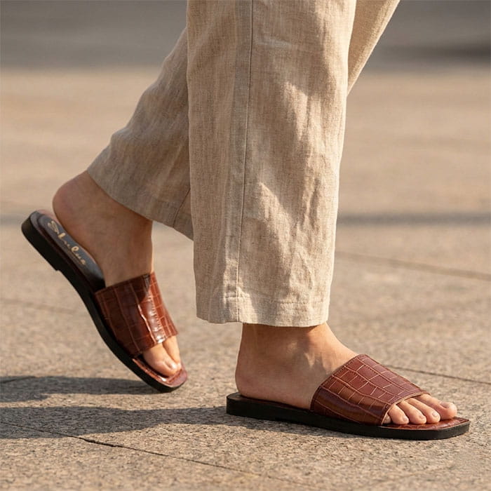 Women's slippers, GOLD STAR, 36-40, Brown, Eco Leather, Flip-flops, For Women