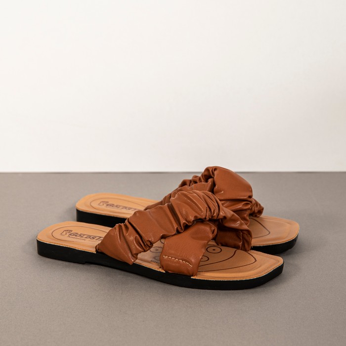 Women's slippers, GOLD STAR, 36-40, Brown, Eco Leather, Flip-flops, For Women
