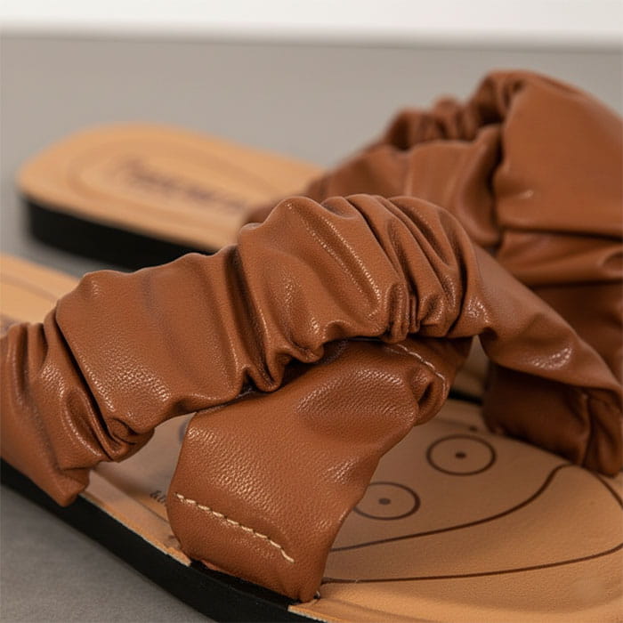 Women's slippers, GOLD STAR, 36-40, Brown, Eco Leather, Flip-flops, For Women