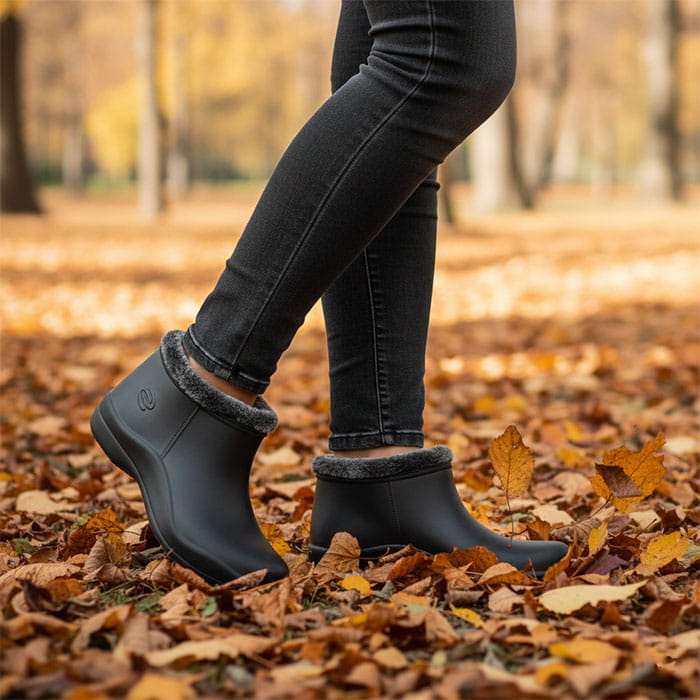 Women's gloshes with fur, PROGRES, EVA, 36-41, Black, Galoshes, For Women