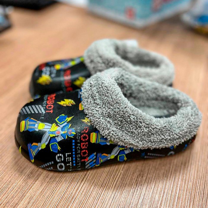 Saboti copii, GEZER, EVA, Talpa PVC, Negru, 30-35, Cu imprimeu, Saboti, Pentru Copii