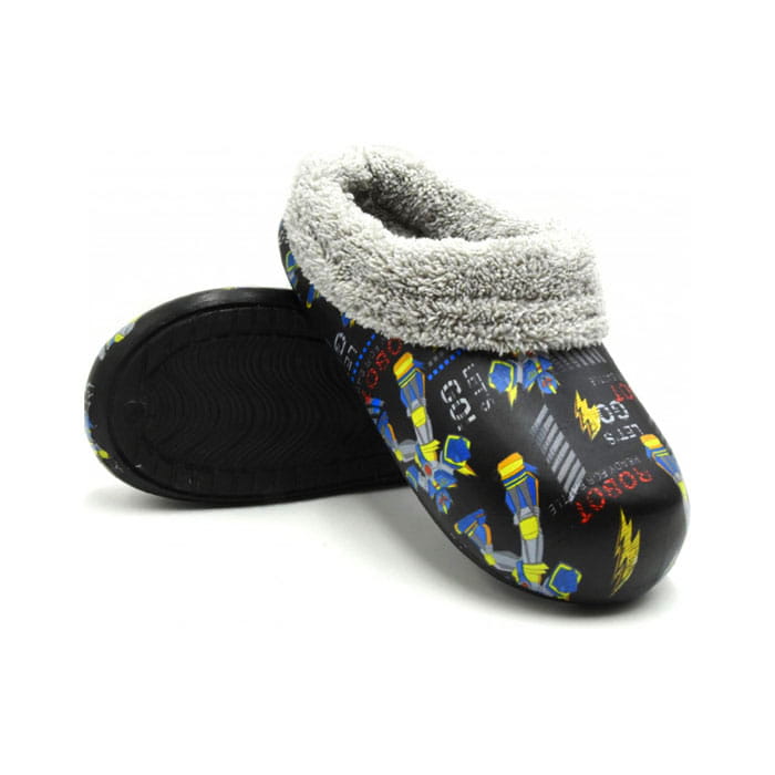 Saboti copii, GEZER, EVA, Talpa PVC, Negru, 30-35, Cu imprimeu, Saboti, Pentru Copii