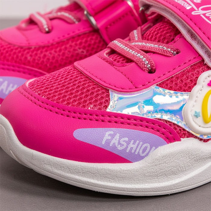 Adidasi copii, GEZER, 21-24, Fuksya, Textil/Poliuretan, Talpa PVC, Adidasi, Pentru Copii