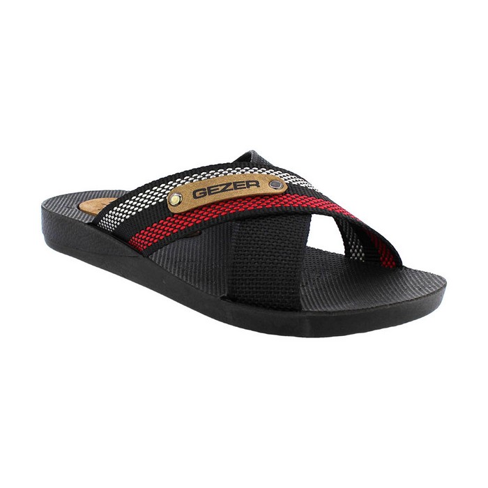 Slapi adolescenti, GEZER, 30-35, Negru, Textil/Poliuretan, Talpa PVC, Slapi, Pentru Copii