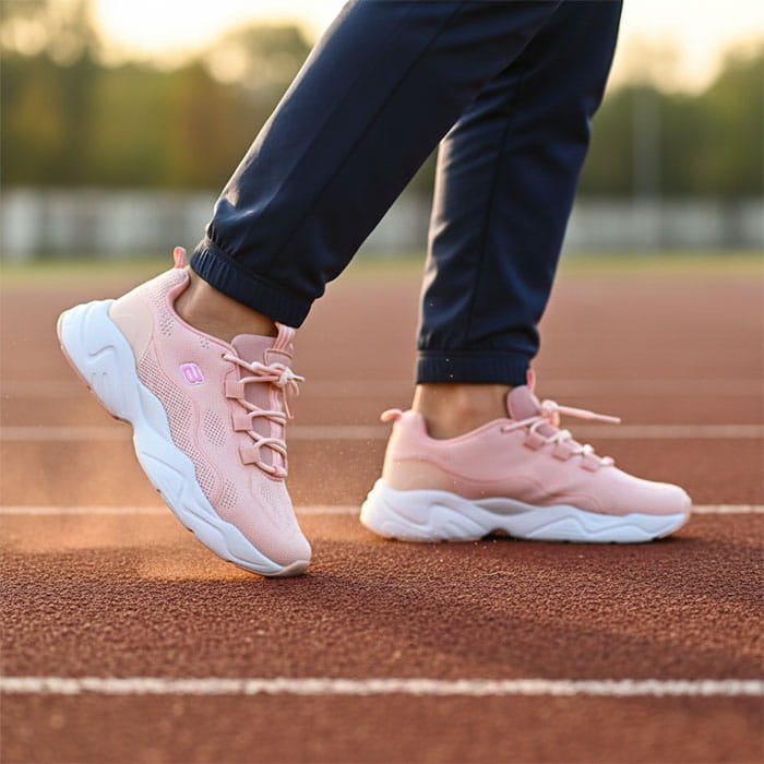 Women's sports shoes, GS, 36-41, White/Pink, Synthetic fibers, Rubber Sole, Sneakers, For Women