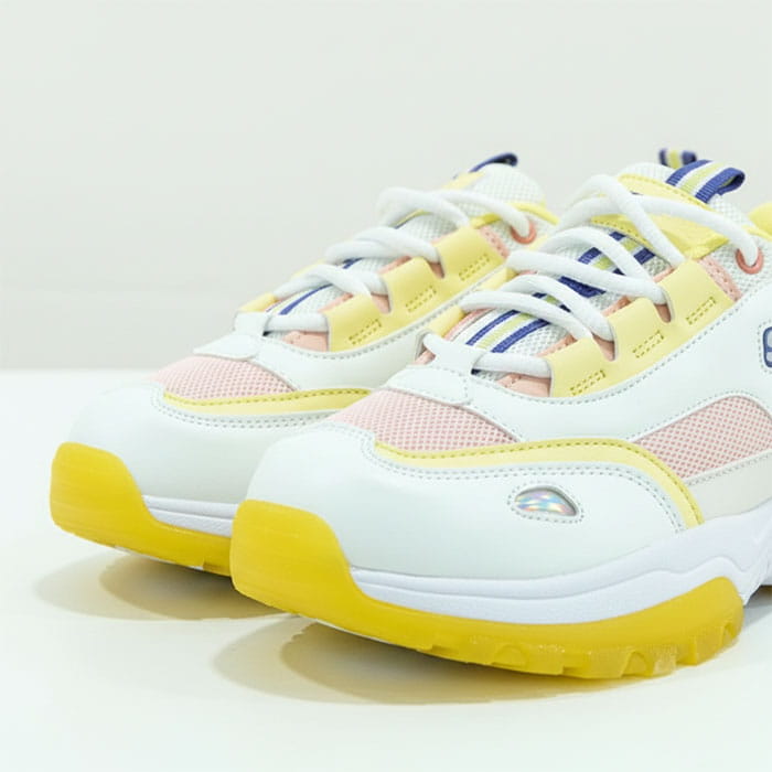 Women's sports shoes, GS, 36-41, White/Yellow, Synthetic fibers, Rubber Sole, Sneakers, For Women