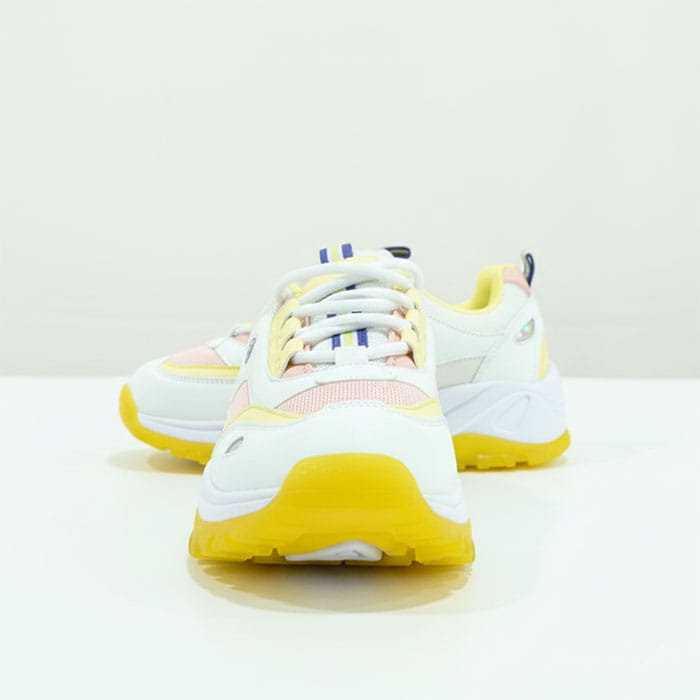 Women's sports shoes, GS, 36-41, White/Yellow, Synthetic fibers, Rubber Sole, Sneakers, For Women