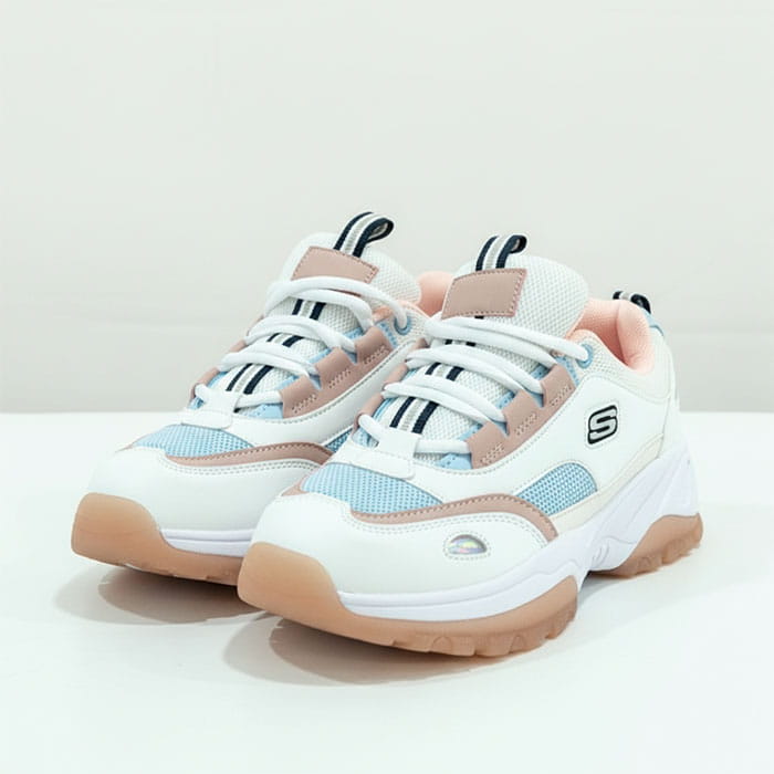 Women's sports shoes, GS, 36-41, White/Blue, Synthetic fibers, Rubber Sole, Sneakers, For Women