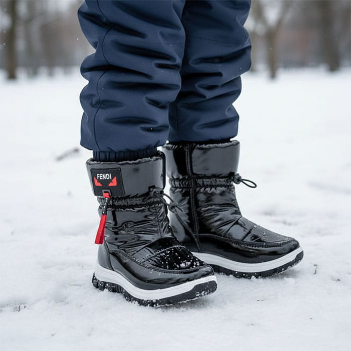 Cizme copii, GS, 31-36, Negru/Alb, Fibre sintetice, Cizme, Pentru Copii