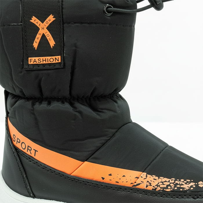 Cizme copii, GS, 28-30, Negru/Alb, Fibre sintetice, Cizme, Pentru Copii