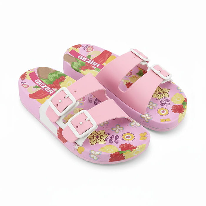 Slapi fetite, GEZER, 30-35, Alb/Roz, EVA, Talpa EVA, Slapi, Pentru Copii