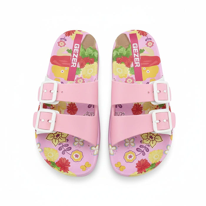 Slapi fetite, GEZER, 30-35, Alb/Roz, EVA, Talpa EVA, Slapi, Pentru Copii